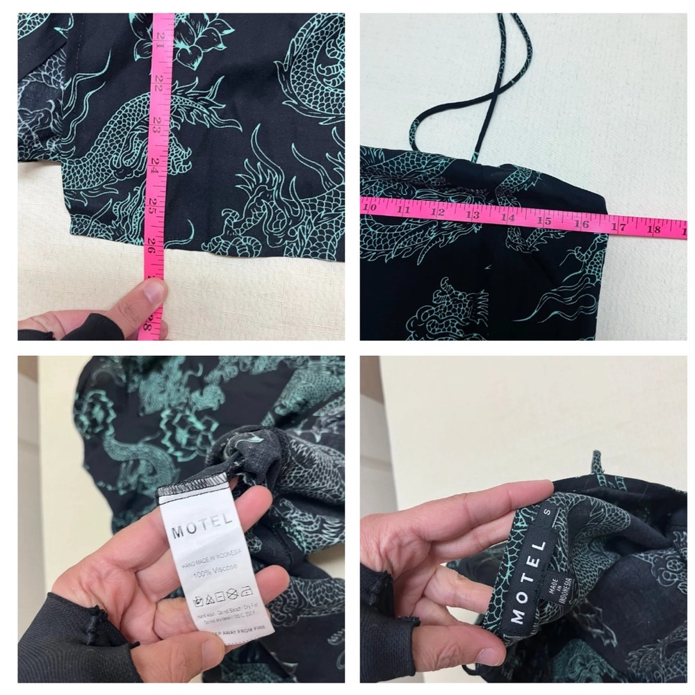 Motel S mint/black dragon flower slip dress - Picture 3 of 11